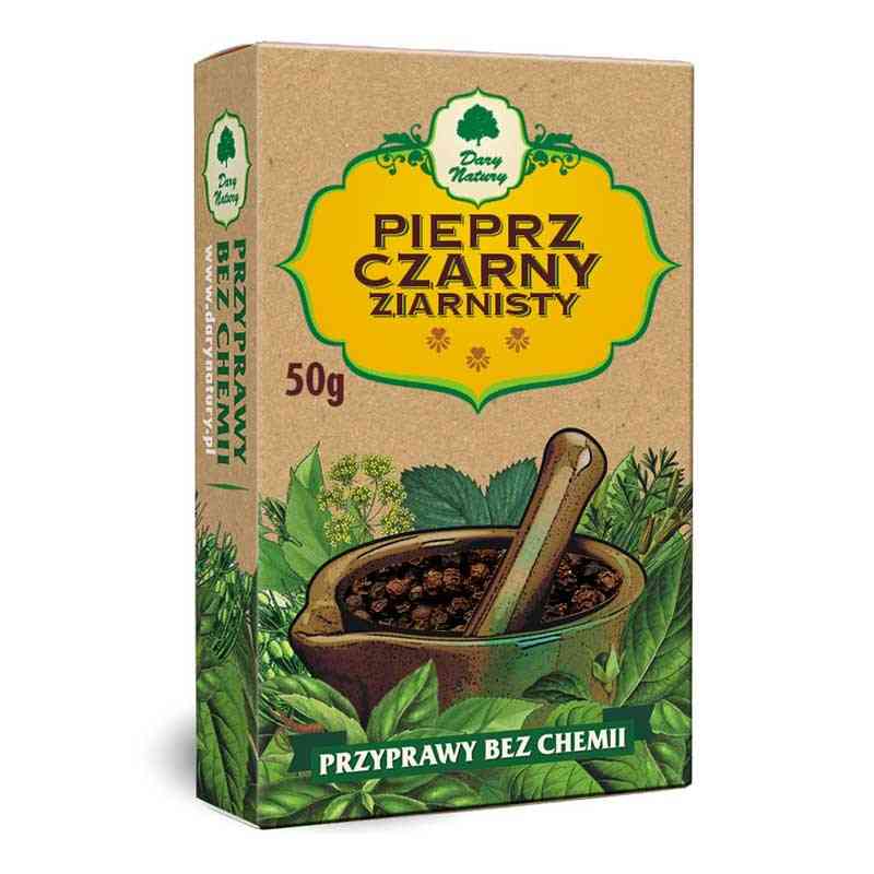 Pieprz czarny ziarnisty 50g Przyprawy bez chemii, Dary Natury