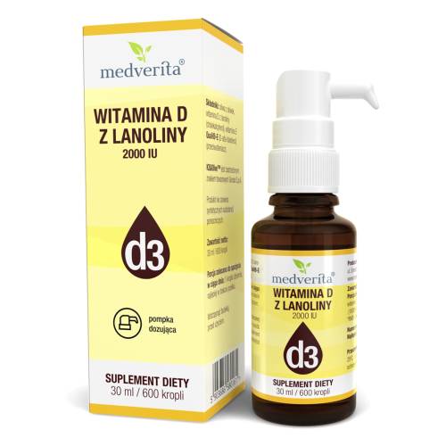 D3 witamina D 2000 IU z lanoliny w kroplach - 30ml / 600 kropli Medverita