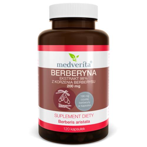 Berberyna ekstrakt 98% z korzenia berberysu 200 mg - 120 kapsułek Medverita