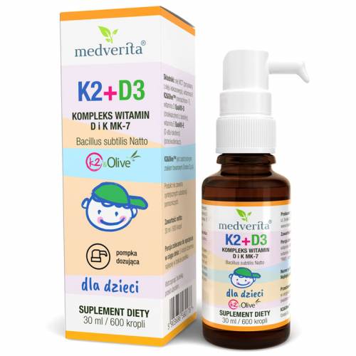 Witamina K2 + D3 dla dzieci 30ml/ 600 kropli Medverita