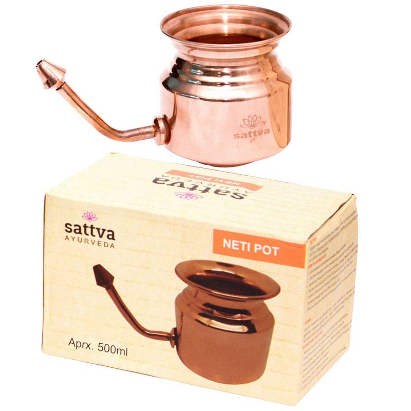 Miedziany kubek do płukania nosa i zatok 500ml COPPER JALA NETI POT sattva AYURVEDA