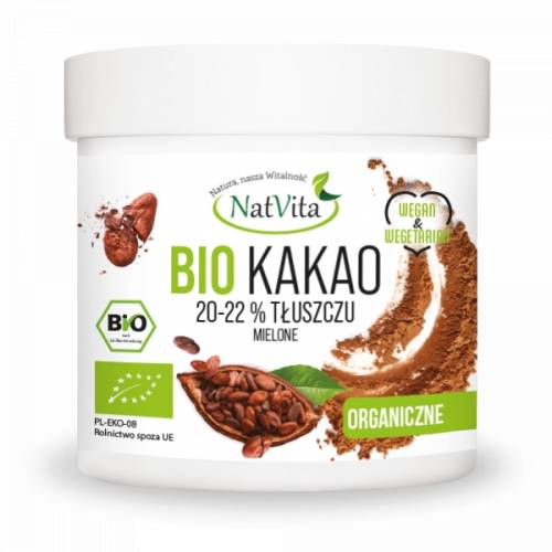Kakao BIO mielone (20-22% tłuszczu) 250g NatVita