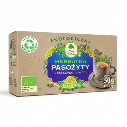 Ekologiczna herbatka PASOŻYTY suplement diety 25x2g Dary Natury