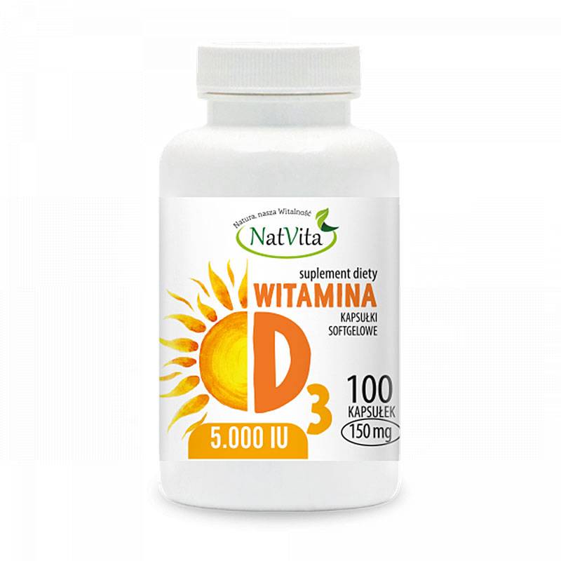 Witamina D3 5000 IU + oliwa z oliwek 100 kapsułek softgel NatVita