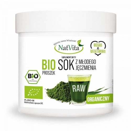 Sok z młodego Jęczmienia BIO w proszku PREMIUM 100g NatVita