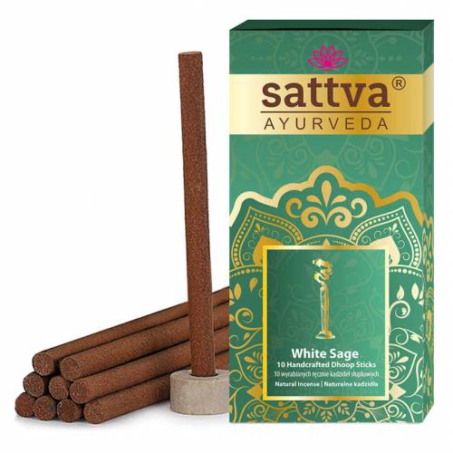 Naturalne kadzidła słupkowe WHITE SAGE 20g (10 sztuk) sattva AYURVEDA