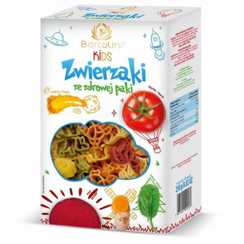 Makaron dla dzieci ZWIERZAKI ze zdrowej paki 250g Bartolini KIDS